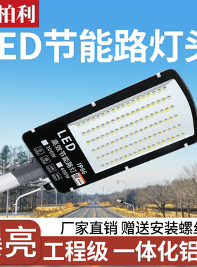 led路灯头新农村超亮220v道路户外电线杆防水100W用电挑臂照明灯