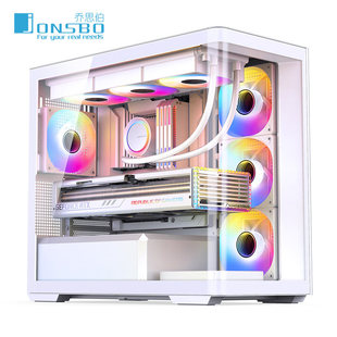 JONSBO乔思伯D300海景房无立柱MATX曲面玻璃背插主板360水冷机箱