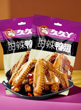 久久丫甜辣鸭翅卤味翅膀鸭即食肉类零食独立包装网红办公小吃