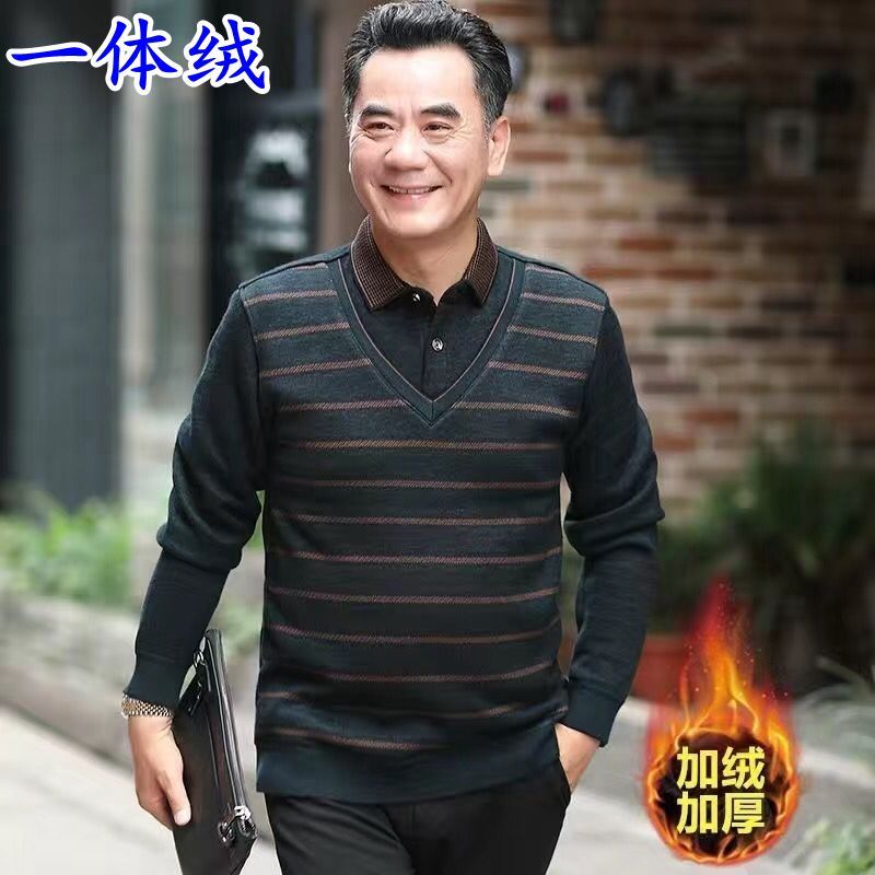中老年男装加绒加厚毛衣