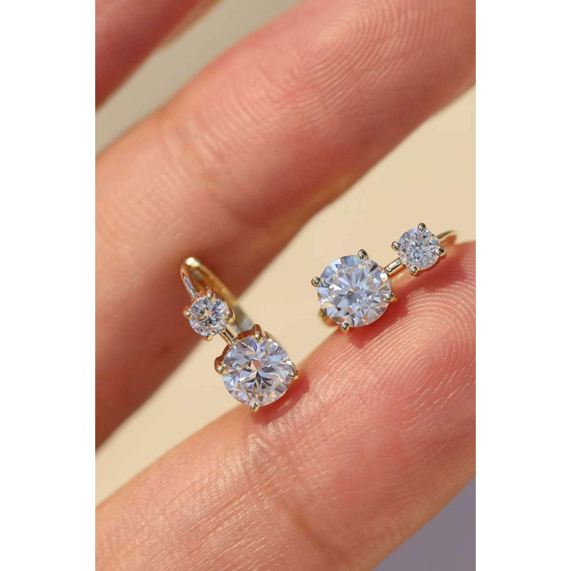 18k金培育钻石耳扣培育钻石戴出天然钻石的效果,珠宝/钻石/翡翠,耳饰,淘宝优惠券,粉丝福利购,淘宝优惠卷