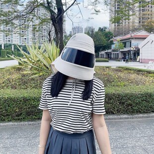 医美防晒帽大帽檐一体面罩遮全脸骑车吹不翻防紫外线专业级遮阳女