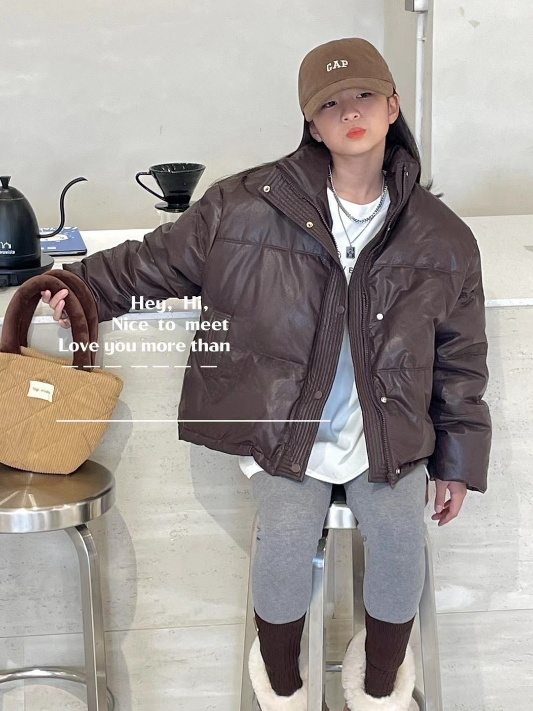 女童羽绒服短款加厚小羊皮衣外套