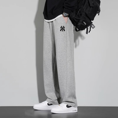 奥莱专柜裤子男秋冬季2025新款加绒直筒卫裤运动裤男纯棉休闲裤
