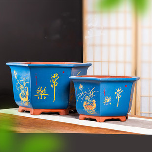 花盆榕树老桩金弹子梅花绿植造景大口径六方形兰花慧兰盆