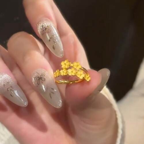 金色七朵桂花开口戒指指环
