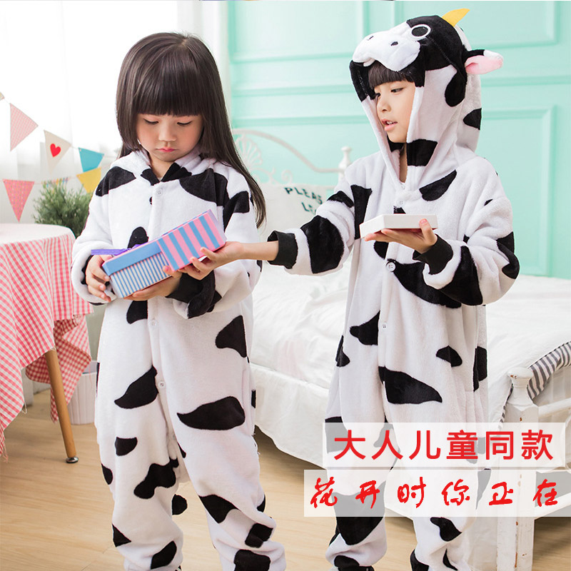 小牛服装表演服儿童宝宝奶牛卡通动物连体家居服睡衣法兰绒动漫萌