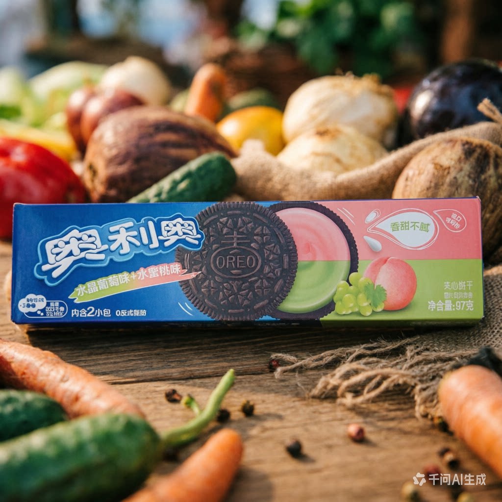 奥利奥水晶葡萄味加水蜜桃味夹心饼干97克