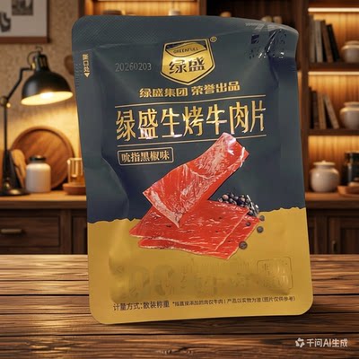 绿盛生烤牛肉片黑椒味独立小包装