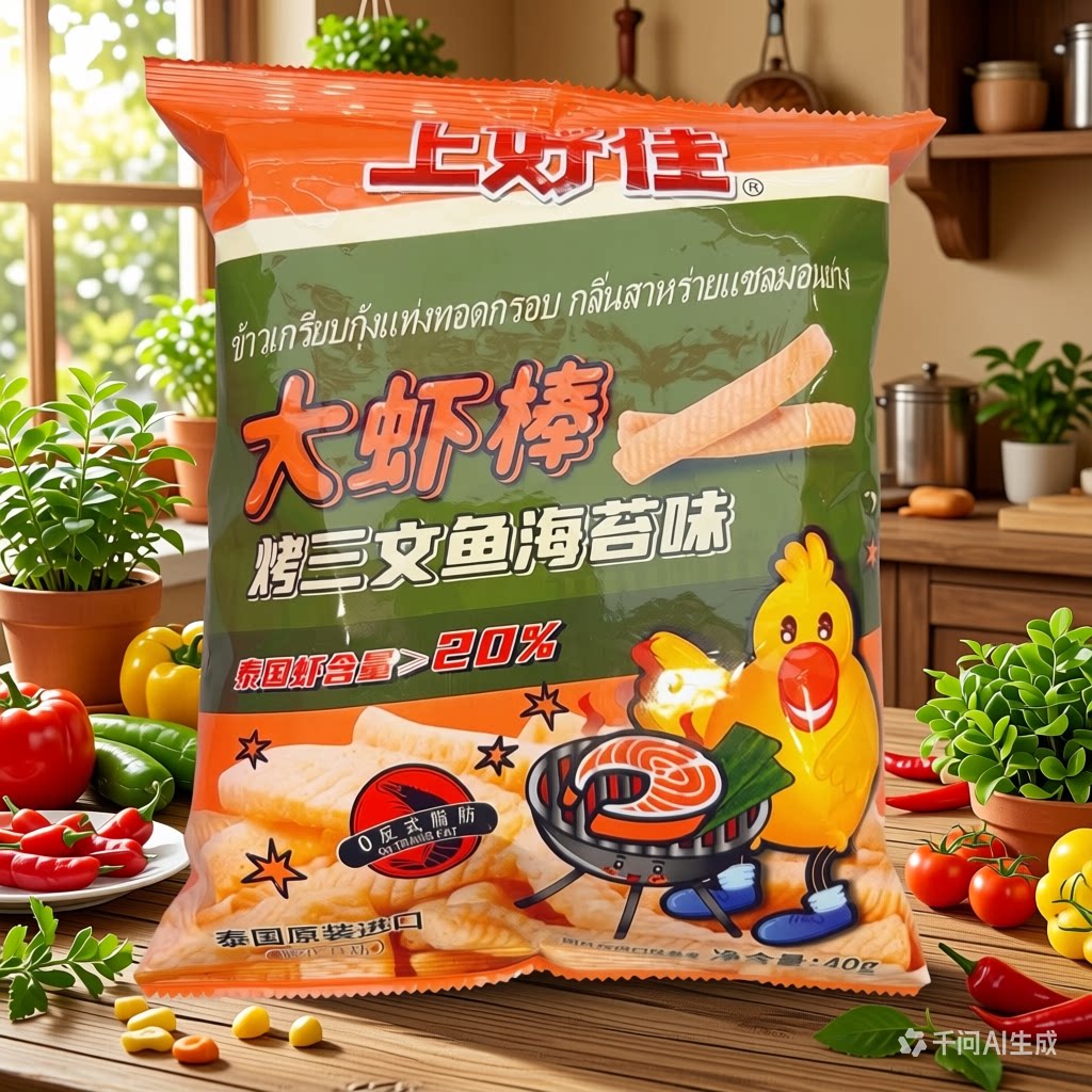 上好佳大虾棒烤三文鱼海苔味40克