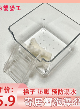 寄居蟹亚克力高透水盆大号小号泡澡盆浴缸方形鱼缸垫脚防溺水爬梯