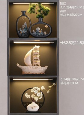 新中式禅意假山花k瓶摆件家居装饰品摆件博古架办公室书房酒柜客