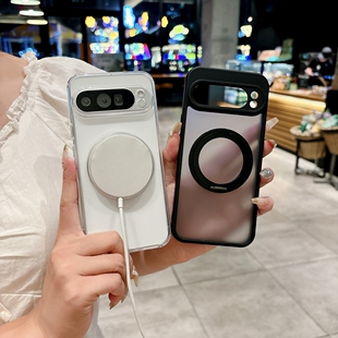 适用GooglePixel10Pro手机壳新款磁吸支架360%透明磨砂肤感气囊防摔Pixel10Proxl保护套小众男女款不撞壳