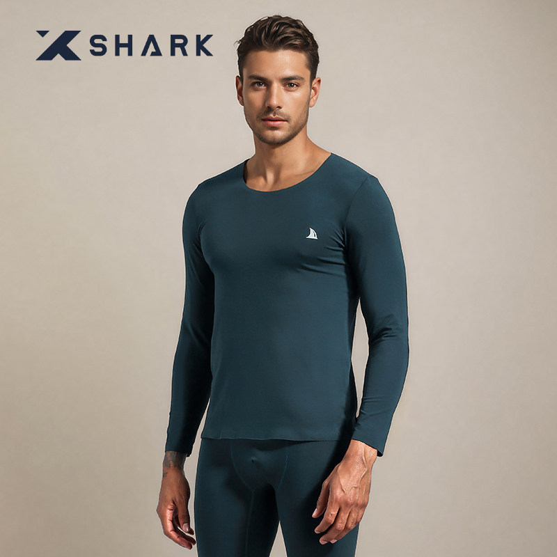 XSHARK鲨鱼秋冬季大码纯棉男士保暖内衣加绒加厚男款秋衣秋裤套装