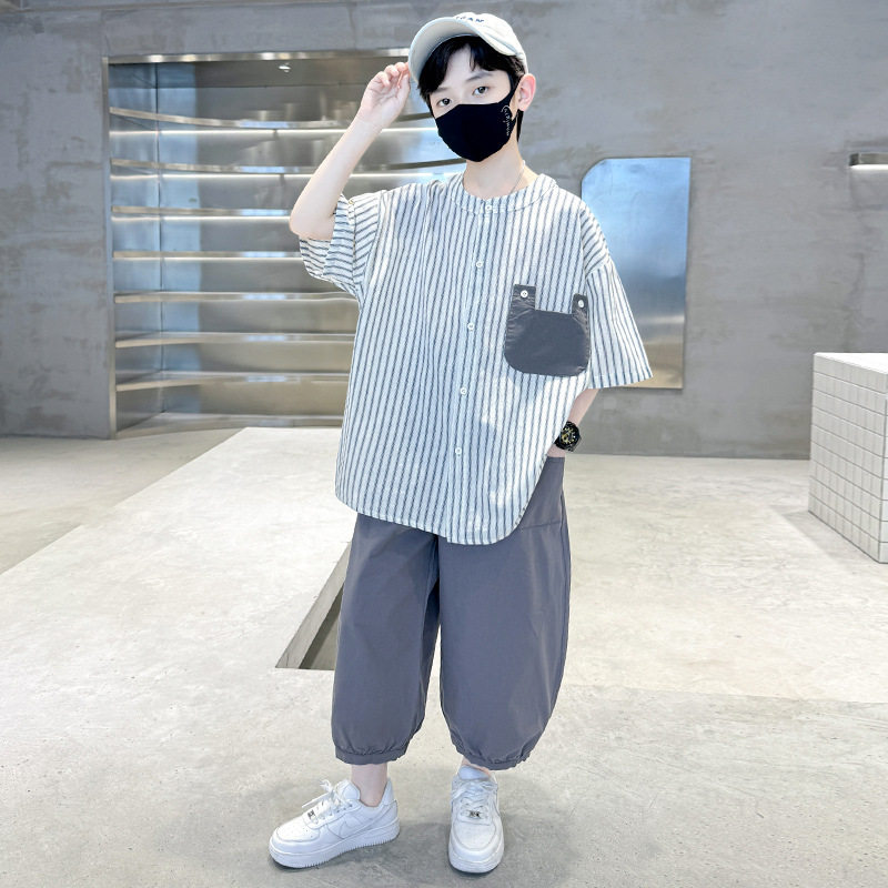 男童夏装套装2025新款儿童装夏季运动夏款男孩薄款中大童酷帅气潮
