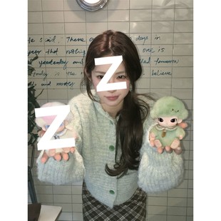 2025款薄荷绿连帽毛衣开衫外套女秋冬季超好看漂亮感针织上衣潮