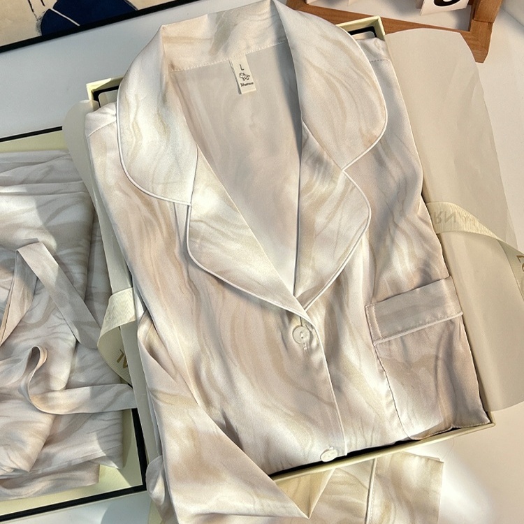 顺丰包邮真丝睡衣女三件套家居服