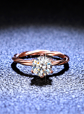 莫桑石戒指爱缠绕藤曼925纯银镀PT950 铂金女款一克拉戒子饰品