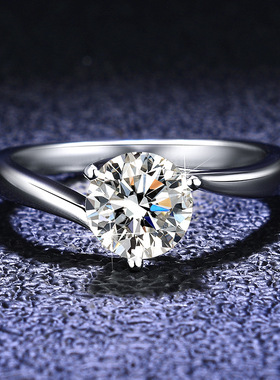 s925纯银戒指莫桑石镀PT950 铂金高端女士三生三世经典皇冠求婚