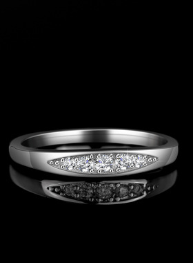 莫桑石戒指女925银镀PT950 铂金闪钻ins戒子直排五星排戒豪镶