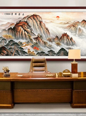 雅韵客厅新中式靠山图装饰画