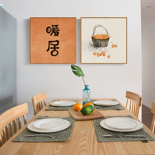 餐廳裝 事事如意柿子畫中國(guó)風(fēng)茶室禪意掛畫寓意好背景畫 飾畫新中式