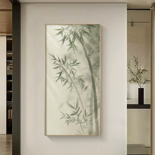 节节高升侘寂竹子挂画新中式入户玄关画装饰画客厅走廊过道墙壁画