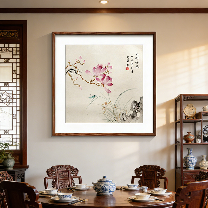 宋氏美学客厅餐厅挂画国画茶室禅意暖居报春图装饰画玄关墙壁画