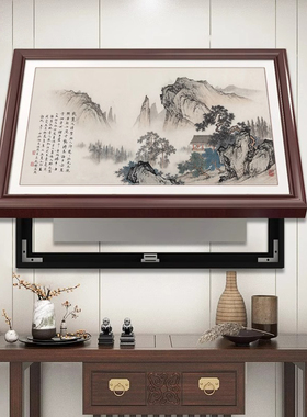 新中式电表箱装饰画免打孔遮挡餐厅墙面弱配电箱望云楼阁山水挂画