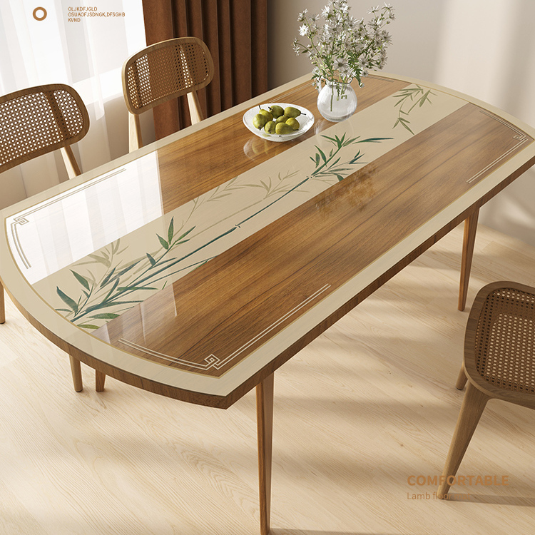 新中式椭圆形餐桌垫pvc透明桌布免洗防油防水茶几桌面保护垫台布