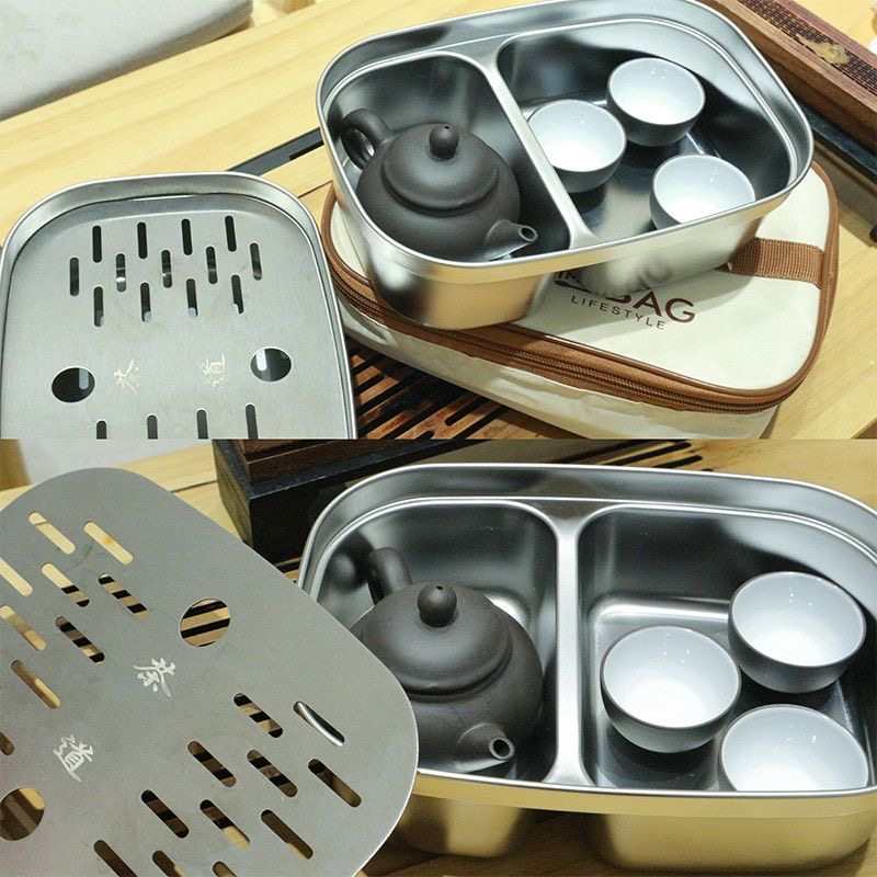 潮州不锈钢工夫茶盘储水家用户外便携茶托盘茶具全套旅游干泡台,餐饮具,旅行茶具,淘宝优惠券,粉丝福利购,淘宝优惠卷