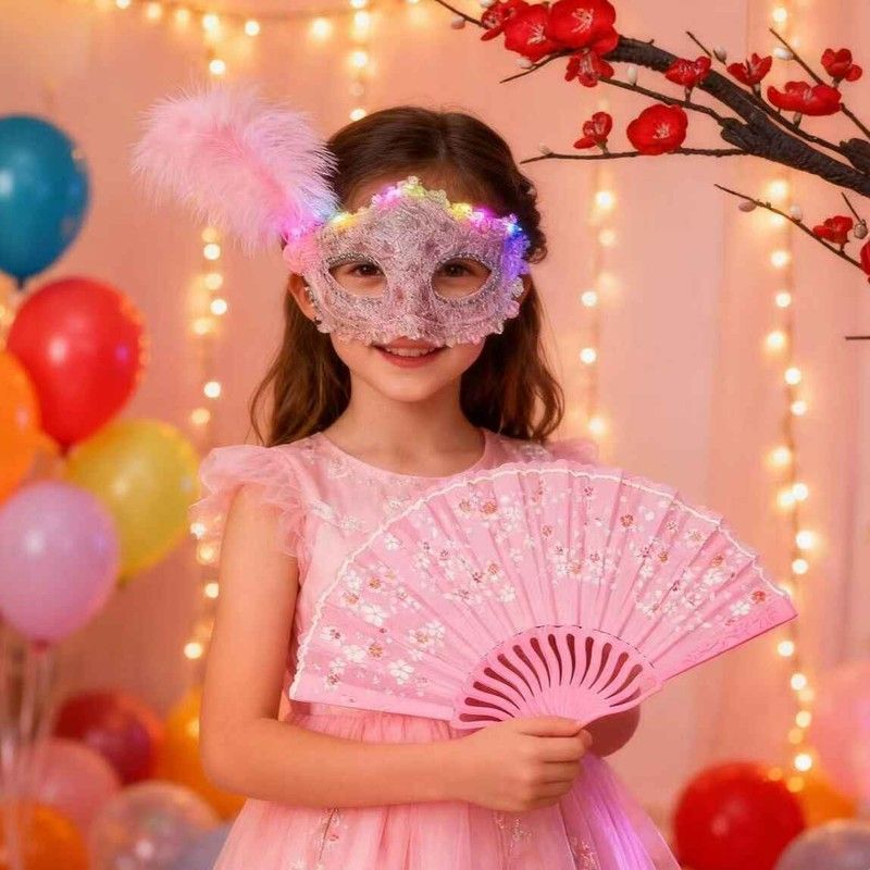 面具儿童女孩发光古风舞会面具半脸公主面具万圣节儿童节舞台表演