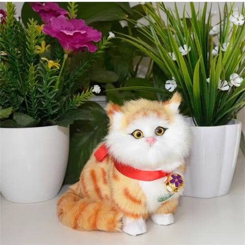玩具猫猫仿真会叫可爱仿真猫咪会叫超萌毛绒玩具公仔仿真摆件送女