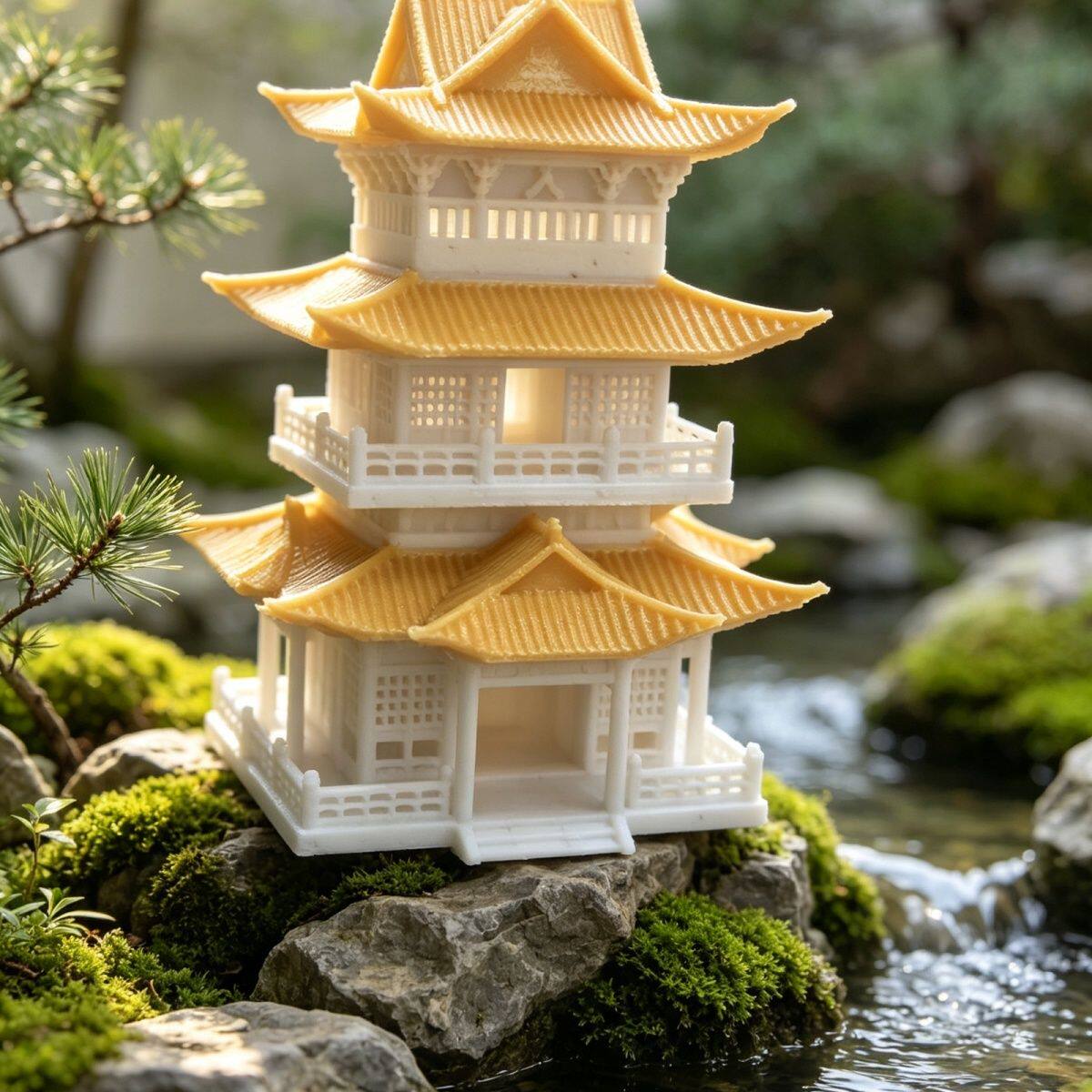 微缩景观小房子3D打印模型古风建筑小房子摆件水陆鱼缸盆景假山造