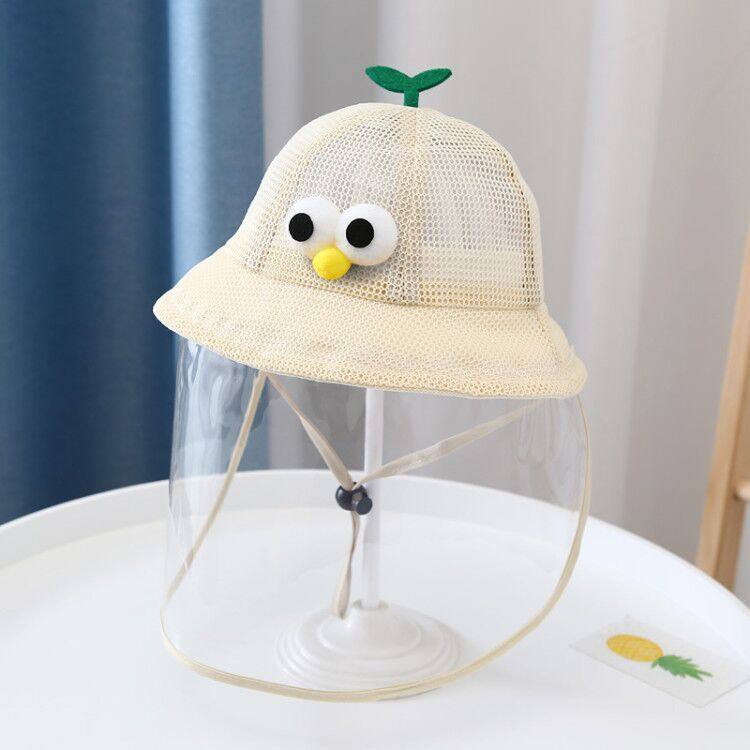 日本防护飞沫宝宝帽子儿童防晒婴幼儿遮脸面部唾沫面罩婴儿帽春夏