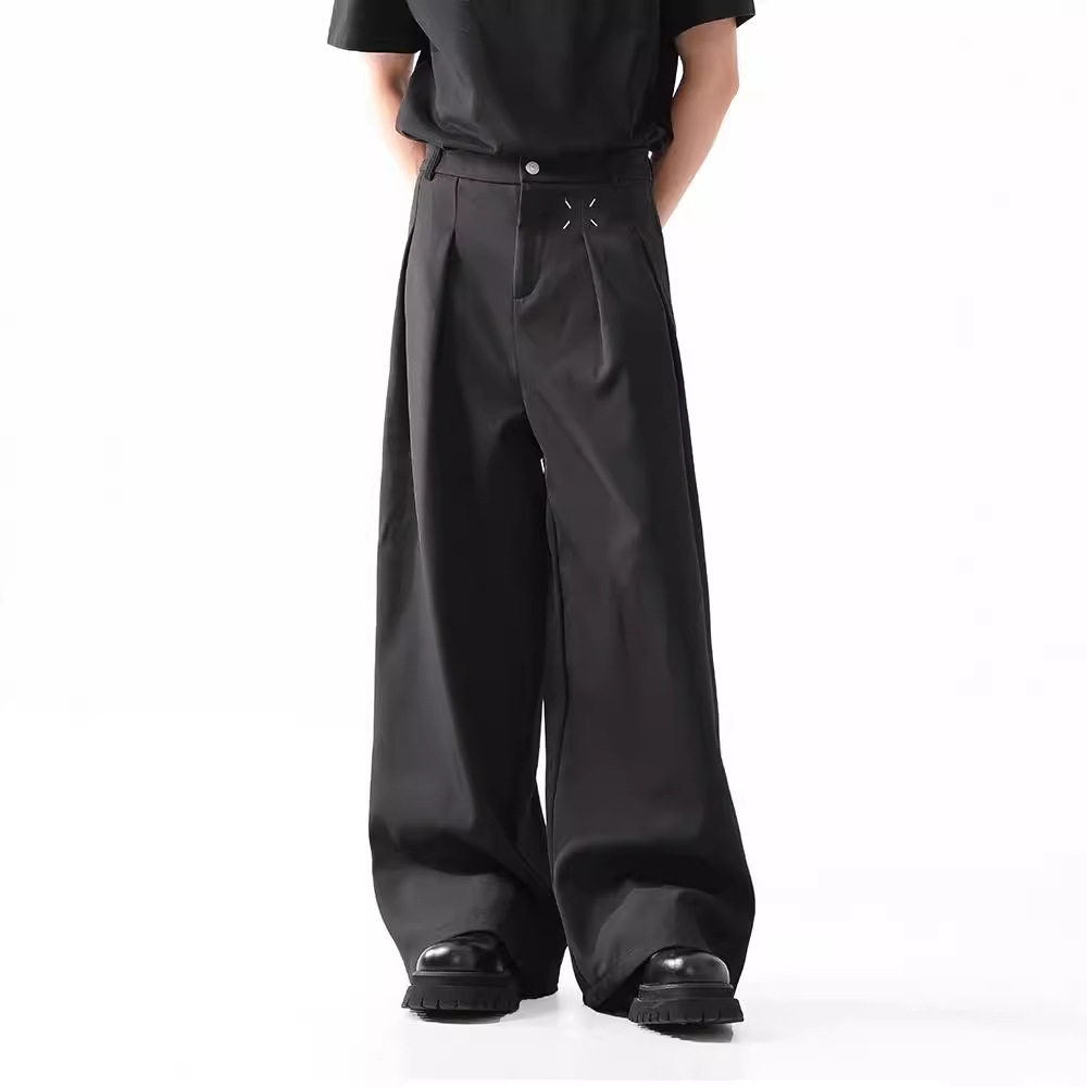 秋季男士黑色阔腿休闲职业西裤