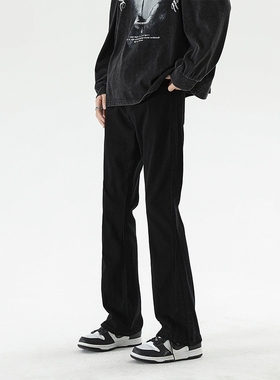 美式弹力修身微喇裤男高级感夏季薄款潮牌百搭牛仔长裤