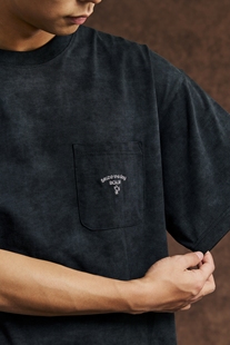 BCALM日系复古纭染水洗做旧脏脏短袖 240g纯棉宽松休闲基础口袋T恤