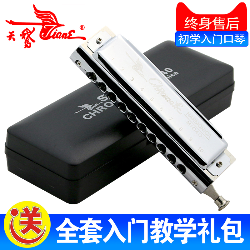 天鹅10孔半音阶口琴乐器激光盖板