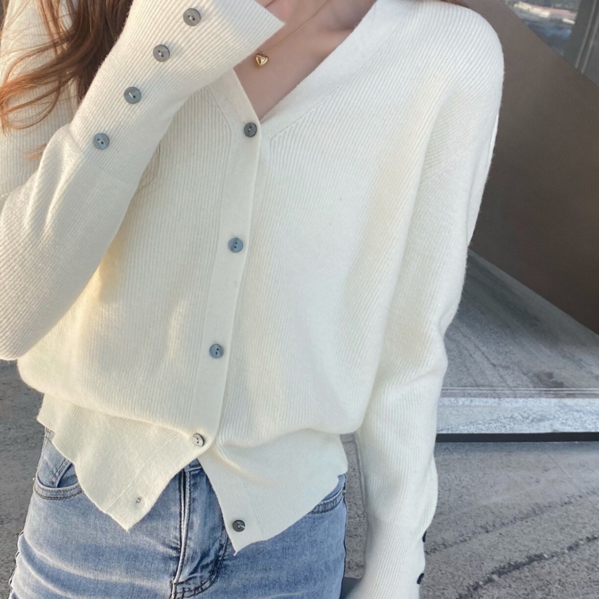 v领针织开衫外套新款女装内搭打底衫春秋薄款宽松上衣