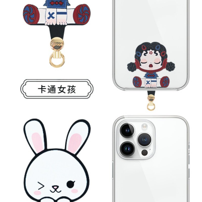 可爱手机壳挂绳夹片连接充电口通用垫片360可旋转结实挂片金属扣