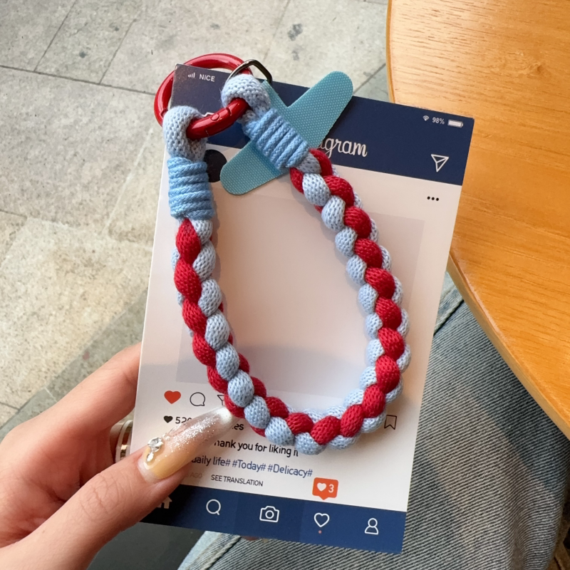 简约ins风撞色编织手机挂绳适用于手机壳可手提防丢手绳腕带挂链