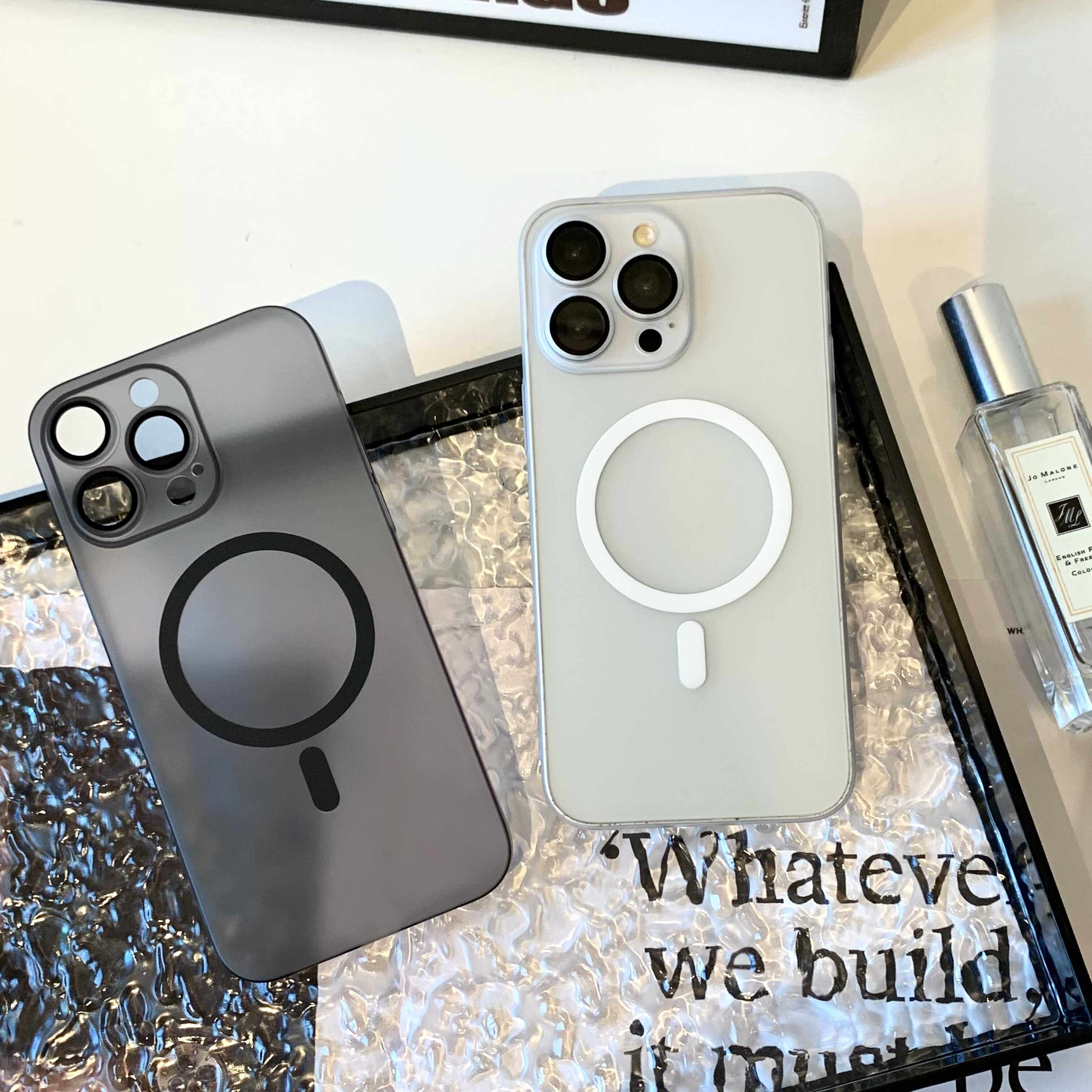 「高级感磨砂防指纹磁吸无线充电适用iPhone15手机壳苹果14PROMAX全包硬壳12/13promax透明超薄男女」