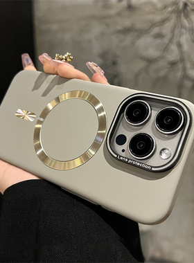 五金镜框按键磁吸钛灰色苹果17手机壳iPhone16prox新款12磨砂纯色13/14plus男女15promax情侣16pro防摔套大孔