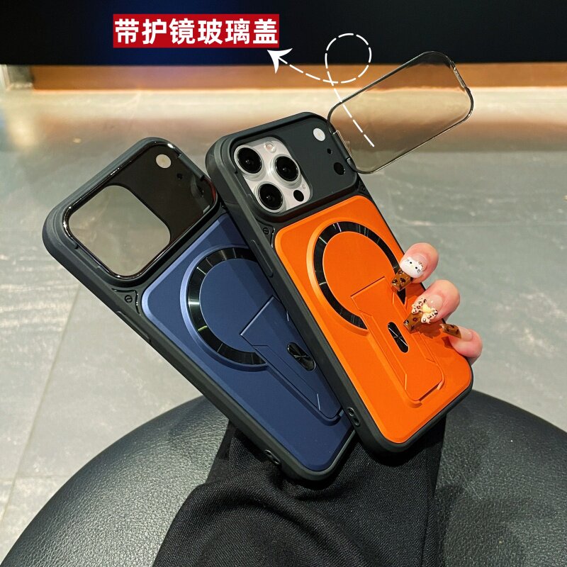 玻璃护镜盖镜头双支架适用苹果iPhone17promax手机壳16plus品盾多功能磁吸充电15防指纹14pro大孔13防摔12