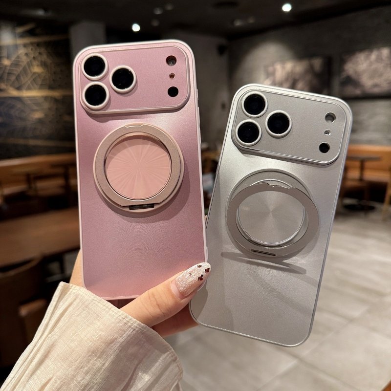 360度旋转支架适用苹果17promax手机壳防指纹磁吸磨砂玻璃16plus带镜头膜防摔套15pro简约超薄14promax13男女