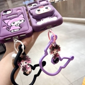 卡通可爱硅胶库洛米手机贴片防丢挂环挂坠手环挂件结实手绳紫色