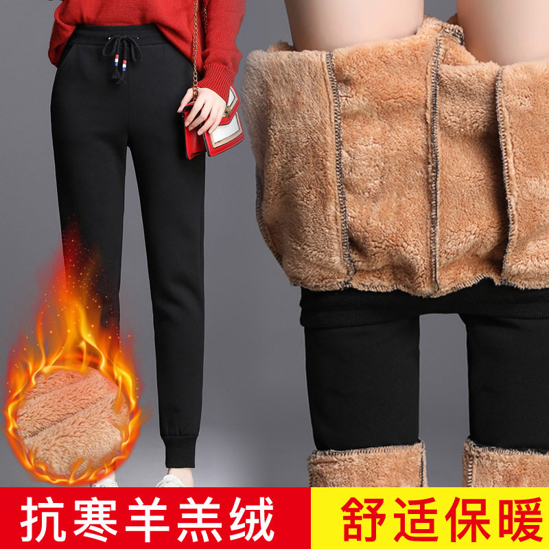 羊羔绒运动裤女裤秋冬加绒加厚