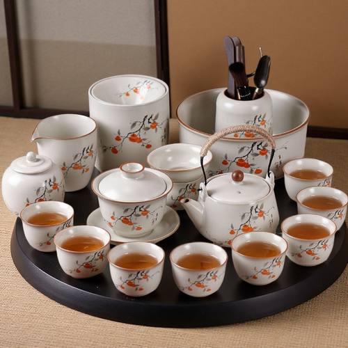 汝窑事事如意茶壶家用泡茶壶陶瓷球孔过滤功夫茶具茶杯一整套茶壶