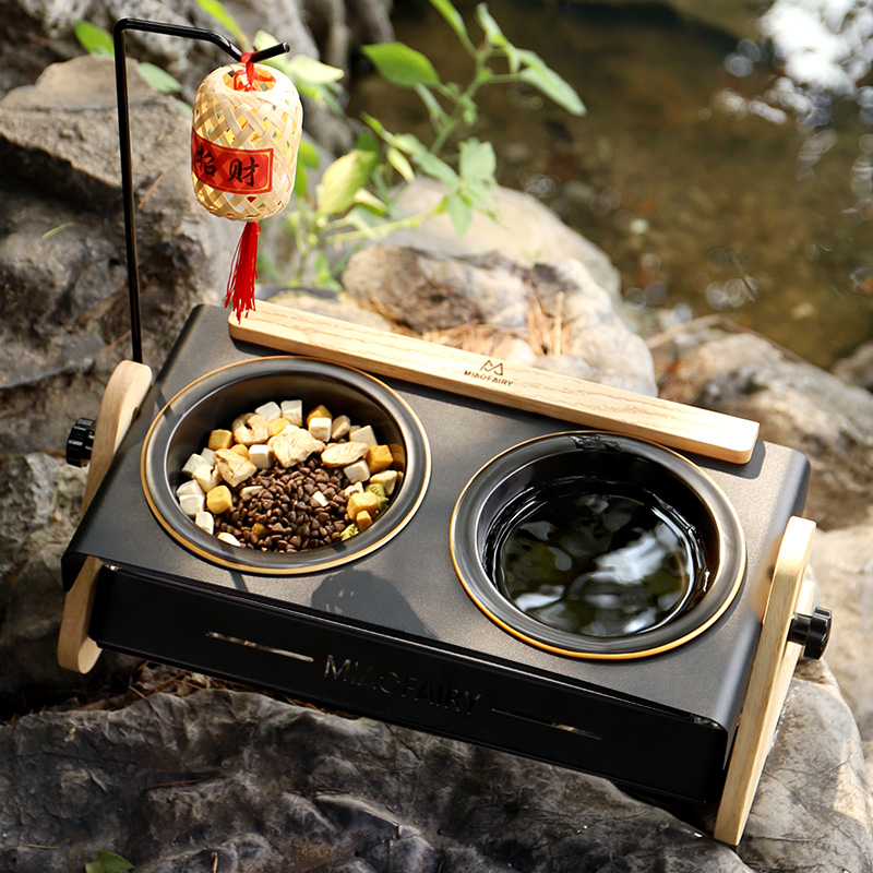 户外露营猫碗陶瓷猫猫护颈碗架